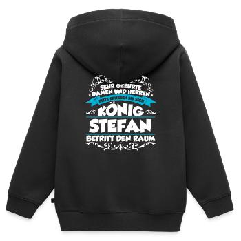 Stefan Name Design - Kinder Premium Organic Zip Hoodie - Schwarz - Hinten - AI Model Kid Male (0cm)