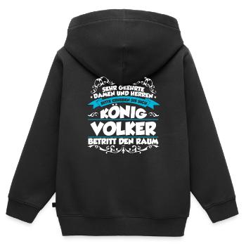 Volker Name Design - Kinder Premium Organic Zip Hoodie - Schwarz - Hinten - AI Model Kid Male (0cm)