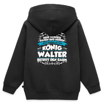 Walter Name Design - Kinder Premium Organic Zip Hoodie - Schwarz - Hinten - AI Model Kid Male (0cm)