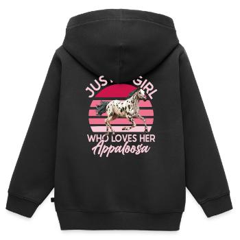 Nur ein Mädchen, das ihren Appaloosa-Reiter liebt - Kinder Premium Organic Zip Hoodie - Schwarz - Hinten - AI Model Kid Male (0cm)