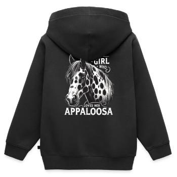 Nur ein Mädchen, das ihren Appaloosa-Reiter liebt - Kinder Premium Organic Zip Hoodie - Schwarz - Hinten - AI Model Kid Male (0cm)