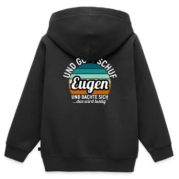 Fabian - Kinder Premium Organic Zip Hoodie - Schwarz - Hinten - AI Model Kid Male (0cm)
