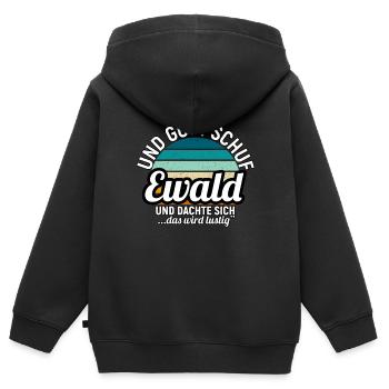 Felix - Kinder Premium Organic Zip Hoodie - Schwarz - Hinten - AI Model Kid Male (0cm)
