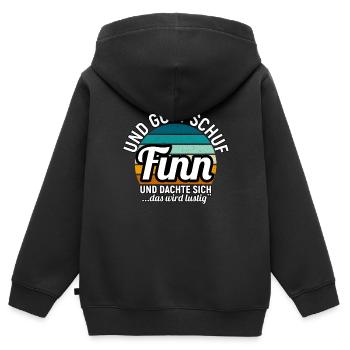 Frank - Kinder Premium Organic Zip Hoodie - Schwarz - Hinten - AI Model Kid Male (0cm)