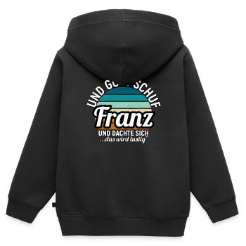 Franz - Kinder Premium Organic Zip Hoodie - Schwarz - Hinten - AI Model Kid Male (0cm)