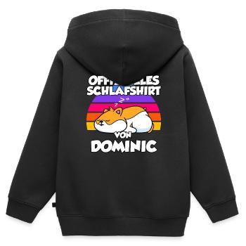 Offizielles Schlafshirt Von Dominic - Kinder Premium Organic Zip Hoodie - Schwarz - Hinten - AI Model Kid Male (0cm)