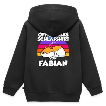 Offizielles Schlafshirt Von Fabian - Kinder Premium Organic Zip Hoodie - Schwarz - Hinten - AI Model Kid Male (0cm)