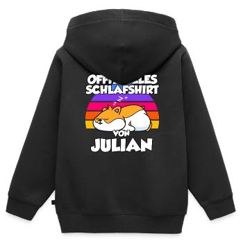 Offizielles Schlafshirt Von Julian - Kinder Premium Organic Zip Hoodie - Schwarz - Hinten - AI Model Kid Male (0cm)