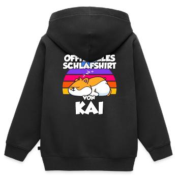 Offizielles Schlafshirt Von Kai - Kinder Premium Organic Zip Hoodie - Schwarz - Hinten - AI Model Kid Male (0cm)