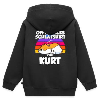 Offizielles Schlafshirt Von Kurt - Kinder Premium Organic Zip Hoodie - Schwarz - Hinten - AI Model Kid Male (0cm)
