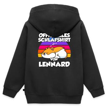 Offizielles Schlafshirt Von Lennard - Kinder Premium Organic Zip Hoodie - Schwarz - Hinten - AI Model Kid Male (0cm)