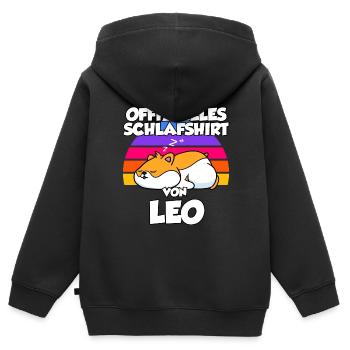Offizielles Schlafshirt Von Leo - Kinder Premium Organic Zip Hoodie - Schwarz - Hinten - AI Model Kid Male (0cm)