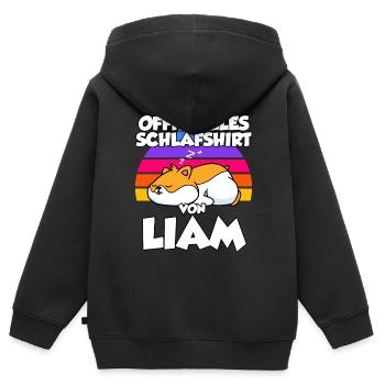 Offizielles Schlafshirt Von Liam - Kinder Premium Organic Zip Hoodie - Schwarz - Hinten - AI Model Kid Male (0cm)