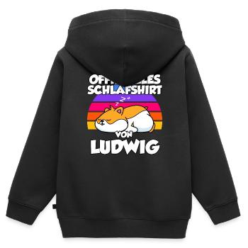 Offizielles Schlafshirt Von Ludwig - Kinder Premium Organic Zip Hoodie - Schwarz - Hinten - AI Model Kid Male (0cm)