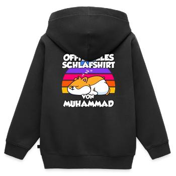 Offizielles Schlafshirt Von Muhammad - Kinder Premium Organic Zip Hoodie - Schwarz - Hinten - AI Model Kid Male (0cm)