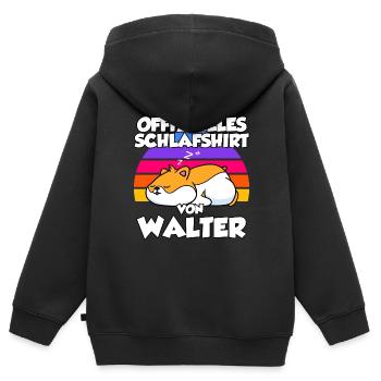 Offizielles Schlafshirt Von Walter - Kinder Premium Organic Zip Hoodie - Schwarz - Hinten - AI Model Kid Male (0cm)