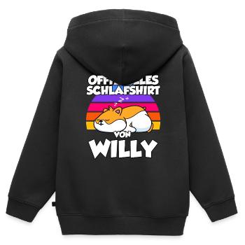 Offizielles Schlafshirt Von Willy - Kinder Premium Organic Zip Hoodie - Schwarz - Hinten - AI Model Kid Male (0cm)