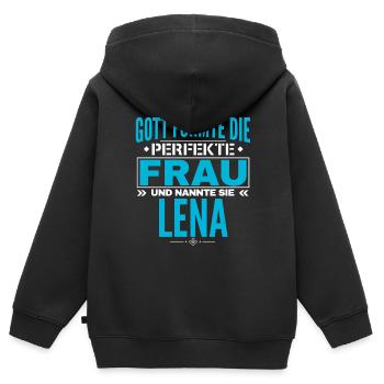 Lena Nom Design - Sweat Premium à capuche zippé enfant bio - noir - Dos - AI Model Kid Male (0cm)