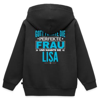 Lisa Name Design - Kinder Premium Organic Zip Hoodie - Schwarz - Hinten - AI Model Kid Male (0cm)