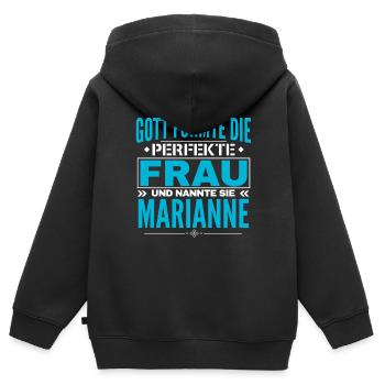 Marianne Nom Design - Sweat Premium à capuche zippé enfant bio - noir - Dos - AI Model Kid Male (0cm)
