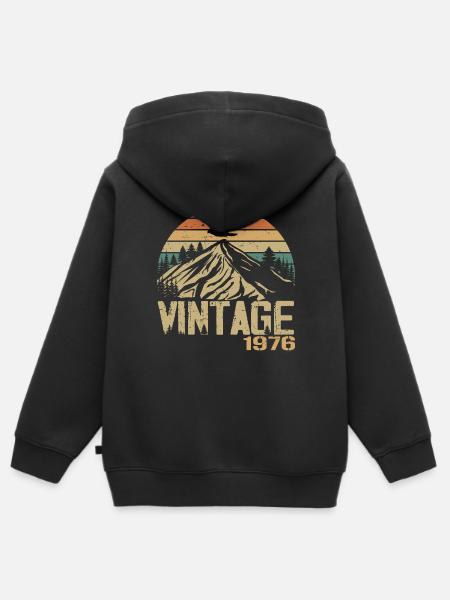 Vintage 1976 Bursdagsgave 1976 Retro 1976 - Hettegenser Premium med glidelås barn økologisk - svart