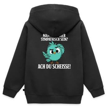 Man Muss Hier Sympathisch Sein - Kinder Premium Organic Zip Hoodie - Schwarz - Hinten - AI Model Kid Male (0cm)