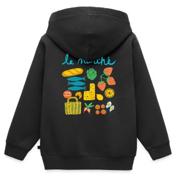 Market France Sardines Girl Summer Women - Kids Premium Organic Zip-up Hoodie - black - Back - AI Model Kid Male (0cm)