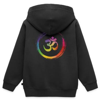 Yoga colorful Chakra OM - Kinder Premium Organic Zip Hoodie - Schwarz - Hinten - AI Model Kid Male (0cm)