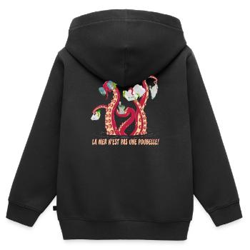 Das Meer ist kein Mülleimer! Tag der Erde - Kinder Premium Organic Zip Hoodie - Schwarz - Hinten - AI Model Kid Male (0cm)