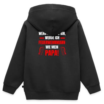 Feuerwehrmann Papa Vater Spruch Sohn Feuerwehr - Kinder Premium Organic Zip Hoodie - Schwarz - Hinten - AI Model Kid Male (0cm)
