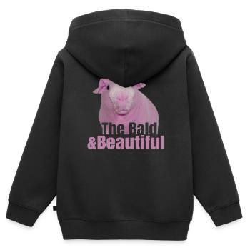 Schönes und kahles Meerschweinchen. Ein dünnes Schweinchen - Kinder Premium Organic Zip Hoodie - Schwarz - Hinten - AI Model Kid Male (0cm)