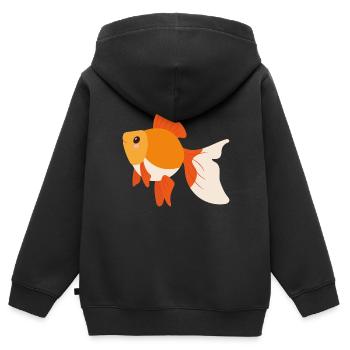 Goldfisch - Kinder Premium Organic Zip Hoodie - Schwarz - Hinten - AI Model Kid Male (0cm)