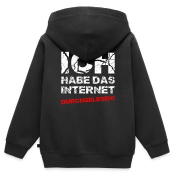 Ich Habe Das Internet Durchgelesen - Kinder Premium Organic Zip Hoodie - Schwarz - Hinten - AI Model Kid Male (0cm)