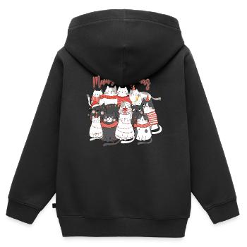Meow Christmas cats collage - Kids Premium Organic Zip-up Hoodie - black - Back - AI Model Kid Male (0cm)