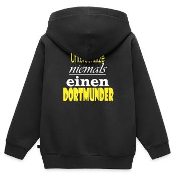 Dortmund - Kinder Premium Organic Zip Hoodie - Schwarz - Hinten - AI Model Kid Male (0cm)