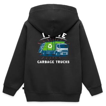 Ich Liebe Müllwagen Müllabfuhr Geschenkidee - Kinder Premium Organic Zip Hoodie - Schwarz - Hinten - AI Model Kid Male (0cm)
