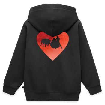 Coeur avec corrida avec taureau et torero - Sweat Premium à capuche zippé enfant bio - noir - Dos - AI Model Kid Male (0cm)