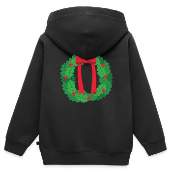 Kranz Weihnachten - Kinder Premium Organic Zip Hoodie - Schwarz - Hinten - AI Model Kid Male (0cm)