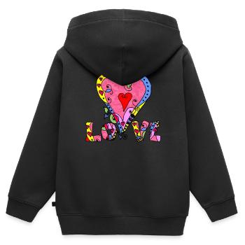 Cœur - Sweat Premium à capuche zippé enfant bio - noir - Dos - AI Model Kid Male (0cm)