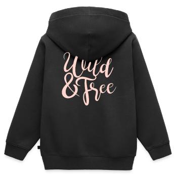 Wild and Free - Kinder Premium Organic Zip Hoodie - Schwarz - Hinten - AI Model Kid Male (0cm)