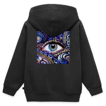 Drittes Augenerwachen - Kinder Premium Organic Zip Hoodie - Schwarz - Hinten - AI Model Kid Male (0cm)
