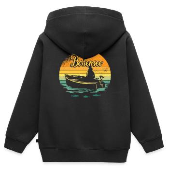 Bodensee - Kinder Premium Organic Zip Hoodie - Schwarz - Hinten - AI Model Kid Male (0cm)