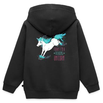 Today I´m a freaking unicorn - Sweat Premium à capuche zippé enfant bio - noir - Dos - AI Model Kid Male (0cm)