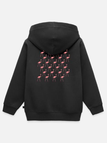 Flamingo rosa Muster - Kinder Premium Organic Zip Hoodie - Schwarz