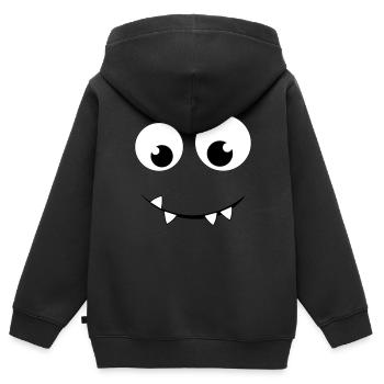 lovely monster face mask 10x10cm v1 - Sweat Premium à capuche zippé enfant bio - noir - Dos - AI Model Kid Male (0cm)