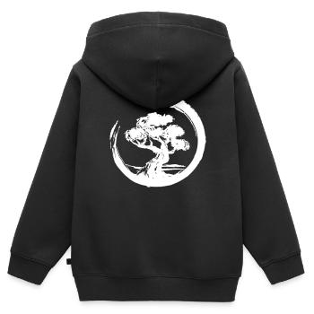 Horizont mit vintage Bonsai - Kinder Premium Organic Zip Hoodie - Schwarz - Hinten - AI Model Kid Male (0cm)