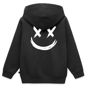 Smile mit gekreuzten Augen - Kinder Premium Organic Zip Hoodie - Schwarz - Hinten - AI Model Kid Male (0cm)