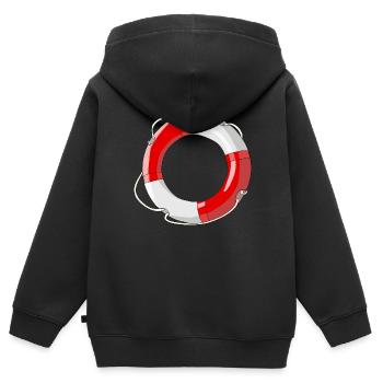 Rettungsring Boot - Kinder Premium Organic Zip Hoodie - Schwarz - Hinten - AI Model Kid Male (0cm)