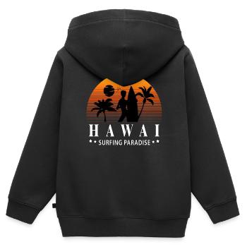 Surfing Paradise Hawai - Kinder Premium Organic Zip Hoodie - Schwarz - Hinten - AI Model Kid Male (0cm)