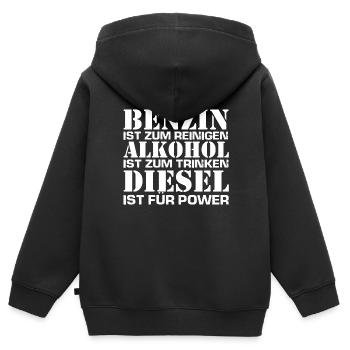 DIESEL POWER - Kinder Premium Organic Zip Hoodie - Schwarz - Hinten - AI Model Kid Male (0cm)